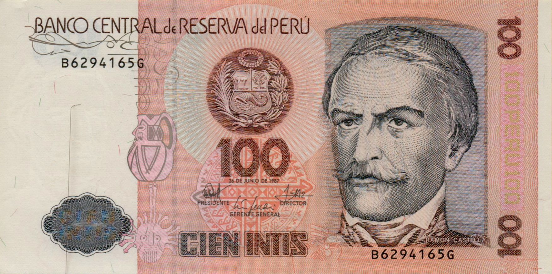 Peru 100 1987 UNC P-133